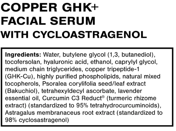 Copper GHK+ Facial Serum with Cycloastragenol