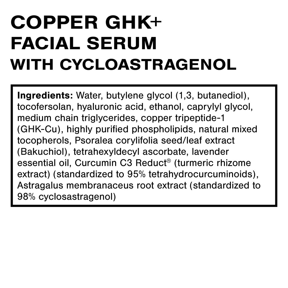 Copper GHK+ Facial Serum with Cycloastragenol