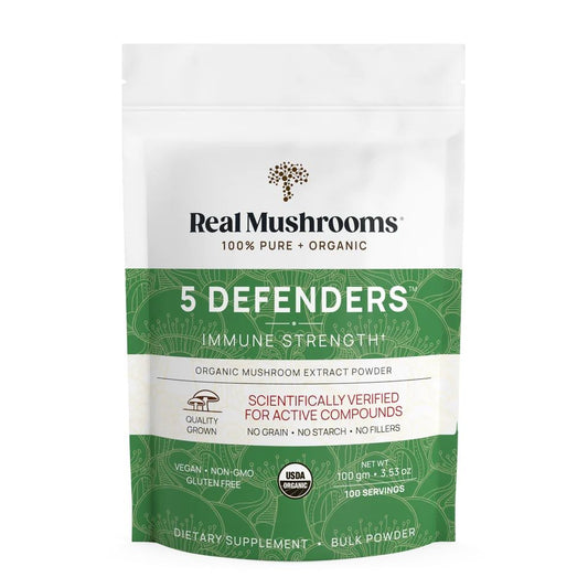 5 Defenders Organic Mushroom Complex Powder – 100g Bulk Extract